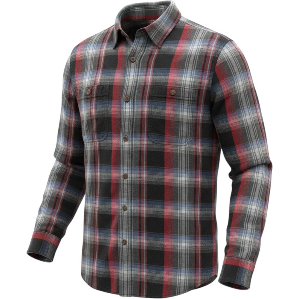 Duluth Trading Co Mens Large Relaxed Fit Plaid Flannel Button Down Shirt Red